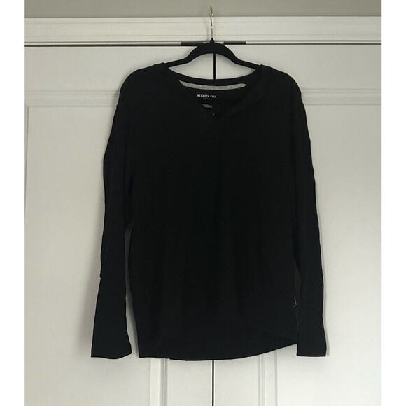 Kenneth Cole New York Cotton Blend Casual Black Button Long Sleeve Shirt Large - Picture 1 of 7